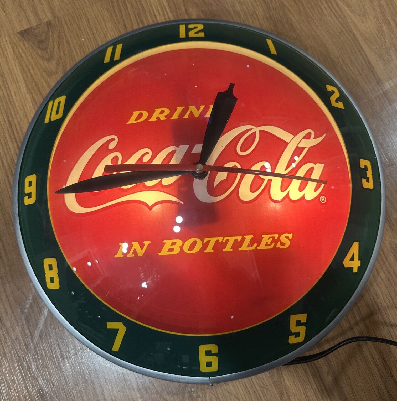 Coca-Cola Double Bubble Classic Glass Clock soda pop sign AR-8004 Works New