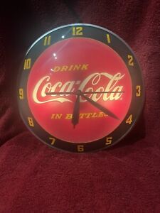 ?  OLD Coca Cola “In Bottle” Double Bubble Lighted Advertising ?Clock 15”
