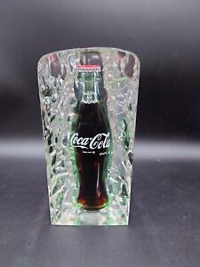 Vtg Coca-Cola Classic 6 1/2 oz Full Unopened Coke Bottle In Acrylic Lucite Block