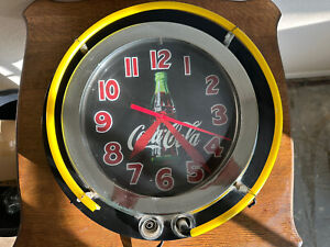 VINTAGE COCA COLA COKE NEON WALL CLOCK SIGN HEAVY DINER SODA FOUNTAIN