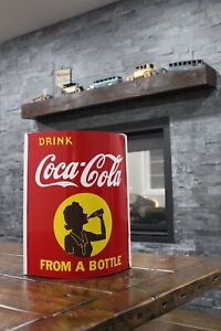 SCARCE 1950s COCA COLA SILHOUETTE GIRL PAINTED TIN STRING HOLDER SIGN STORE NOS