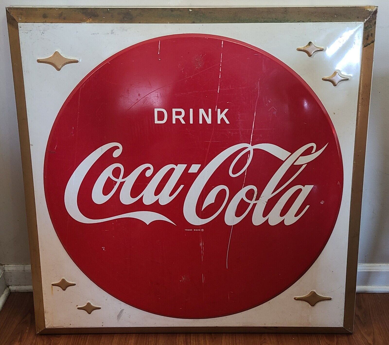 Vintage Coca Cola Sign - Large - Embossed - 36 Inch - 1950s Era