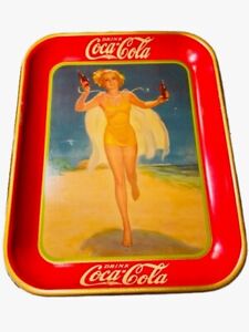 Original Near Mint 1937 Coca Cola Tray with BRIGHT Color and Shine. BEST ON EBAY