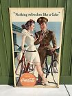 Vtg 1943 WWII Coca Cola "Nothing Refreshes Like A Coke" Litho Cardboard Sign 50"