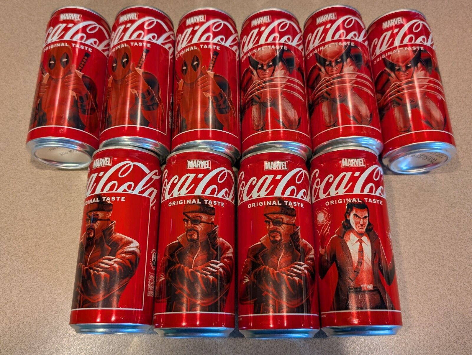 MARVEL COCA-COLA - 300ML India - Slim Soda Euro Can Deadpool Wolverine Fury Loki