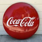Vintage LARGE 1950s 36 Inch Coca Cola Button Porcelain Sign