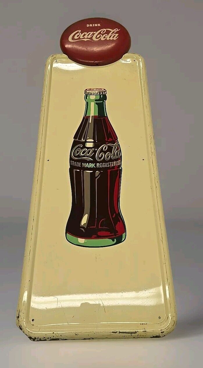 Vintage 50" Original 1947 Coca Cola Bottle Vertical Pilaster Button Sign READ