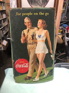 Vintage Original Coca Cola Coke WWII Military BE REFRESHED Cardboard Sign Ad