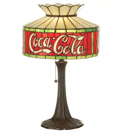 Coca Cola Table Stain Glass Accent Lamp  16" shade