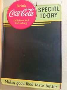 Rare Vintage Original 1941 Coca Cola Coke  Soda Metal Chalkboard sign NICE!