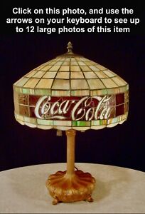 RARE COCA -COLA Limited Edition 1999 QUOIZEL Leaded STAINED GLASS TABLE LAMP