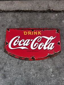 1942 Scarce Porcelain Drink Coca Cola Car Hop Sign