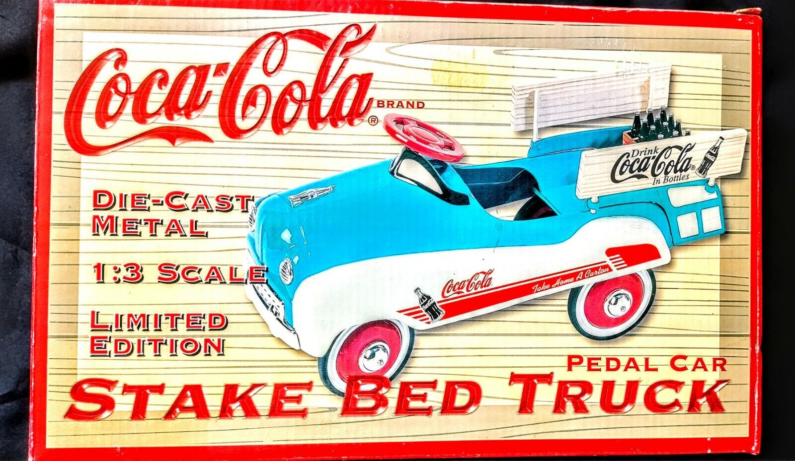 COCA COLA DIE CAST METAL 1:3 LTD EDITION STAKE BED TRUCK PEDAL CAR NEW IN BOX