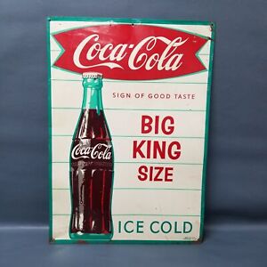 Vintage 19.5"x28" Big King Size Coca Cola Coke Bottle Metal Sign Ad