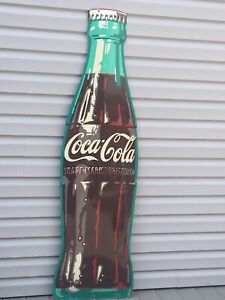 Vintage RARE AM 49 Coca Cola Die Cut bottle sign 72” 6ft Embossed  NICE!