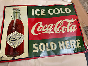 1914 Coca Cola Tin Sign, Embossed, 27" x 20", Petretti Catalog PTN 017.001