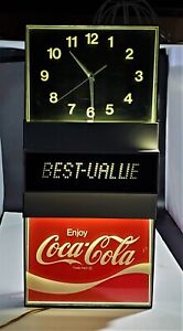 Vintage 1976 Coca Cola Light Up Clock Advertisement Changing Digital Read Out