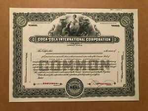 COCA-COLA INTERNATIONAL CORPORATION SPECIMEN STOCK CERTIFICATE 1920-30'S RARITY