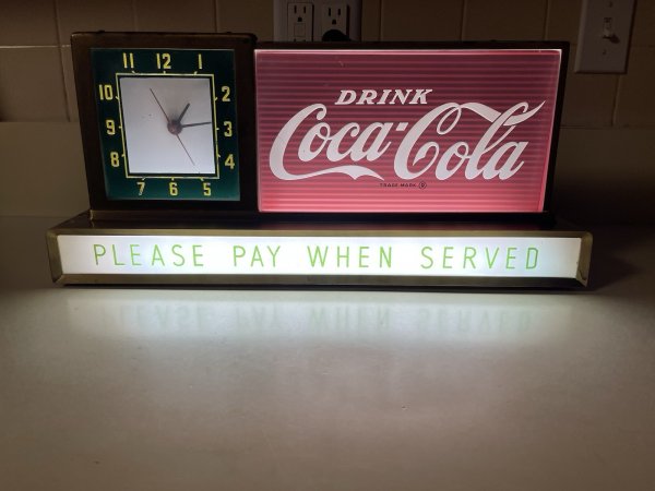 1950s Coca Cola Clock Lighted Counter Top Store Advertising Sign