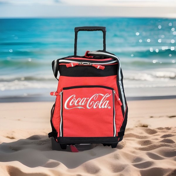 Coca-Cola Large Rolling Backpack Cooler Luggage Carry-Case Pull-Up Handle
