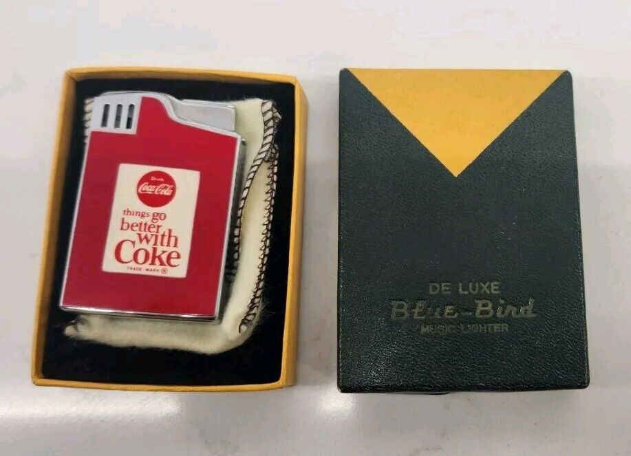 Rare Deluxe Blue-bird Coca-Cola Lighter Musical Coke