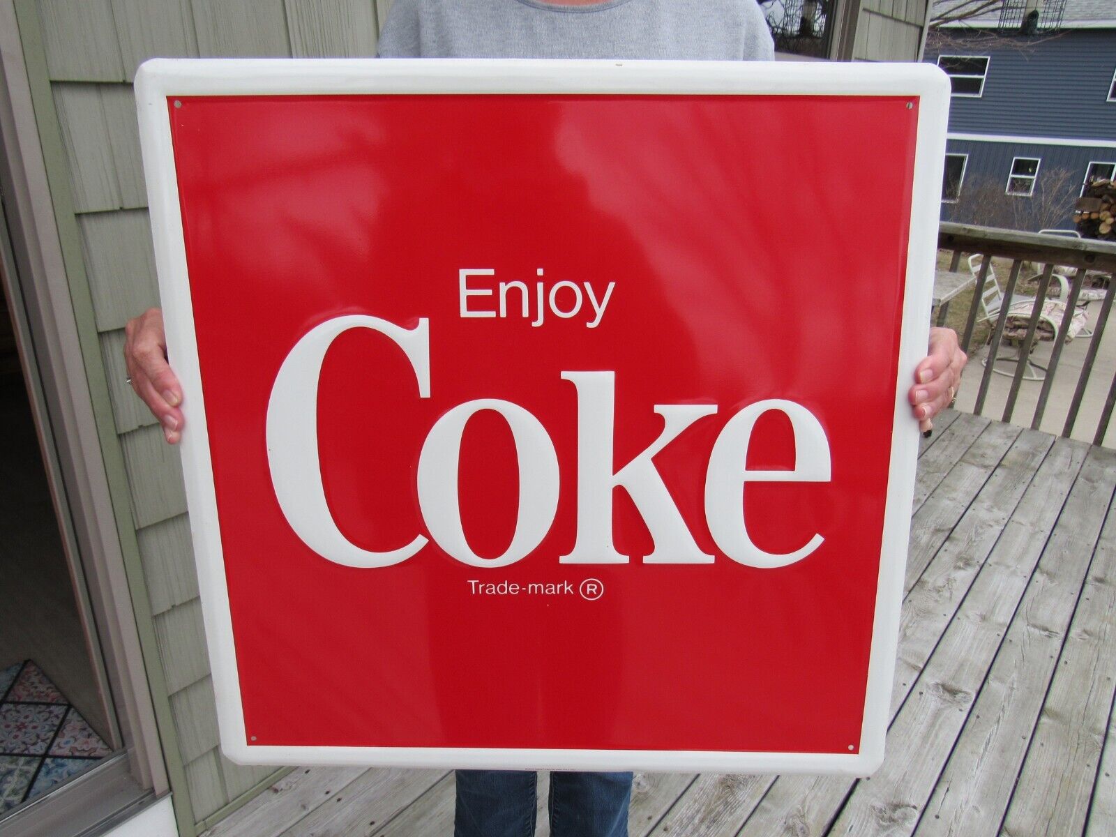 VINTAGE ORIGINAL 1982 COCA COLA SIGN NEW OLD STOCK EMBOSSED STORE DISPLAY SIGN