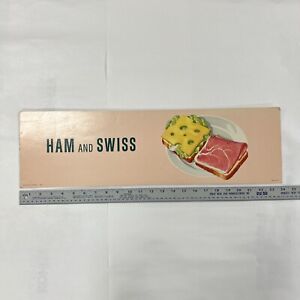 VINTAGE COCA COLA COKE DINER RESTAURANT SODA POP CARDBOARD SIGN HAM AND SWISS