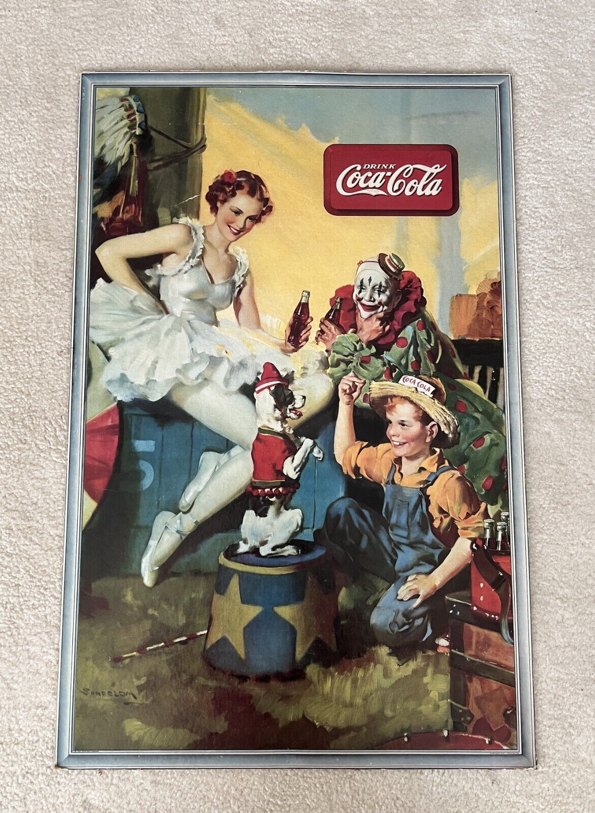 New ListingVintage, Original, 1936, Coca-Cola, Coke, Soda, "Circus" Cardboard Sign, EX Cond