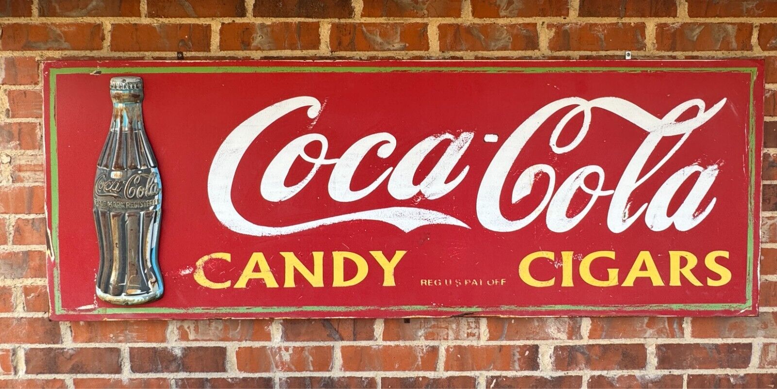 Vintage Tin Original COCA-COLA CANDY CIGARS General Store SIGN 5' 6”x 24" ~ Coke