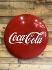 Coca Cola Porcelain Button 36” Vintage Soda Advertising Signs CLEAN!