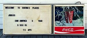 1960s COCA-COLA ADVERTISING RESTAURANT CAFE Lighted Winter Scene MENU BOARD SIGN