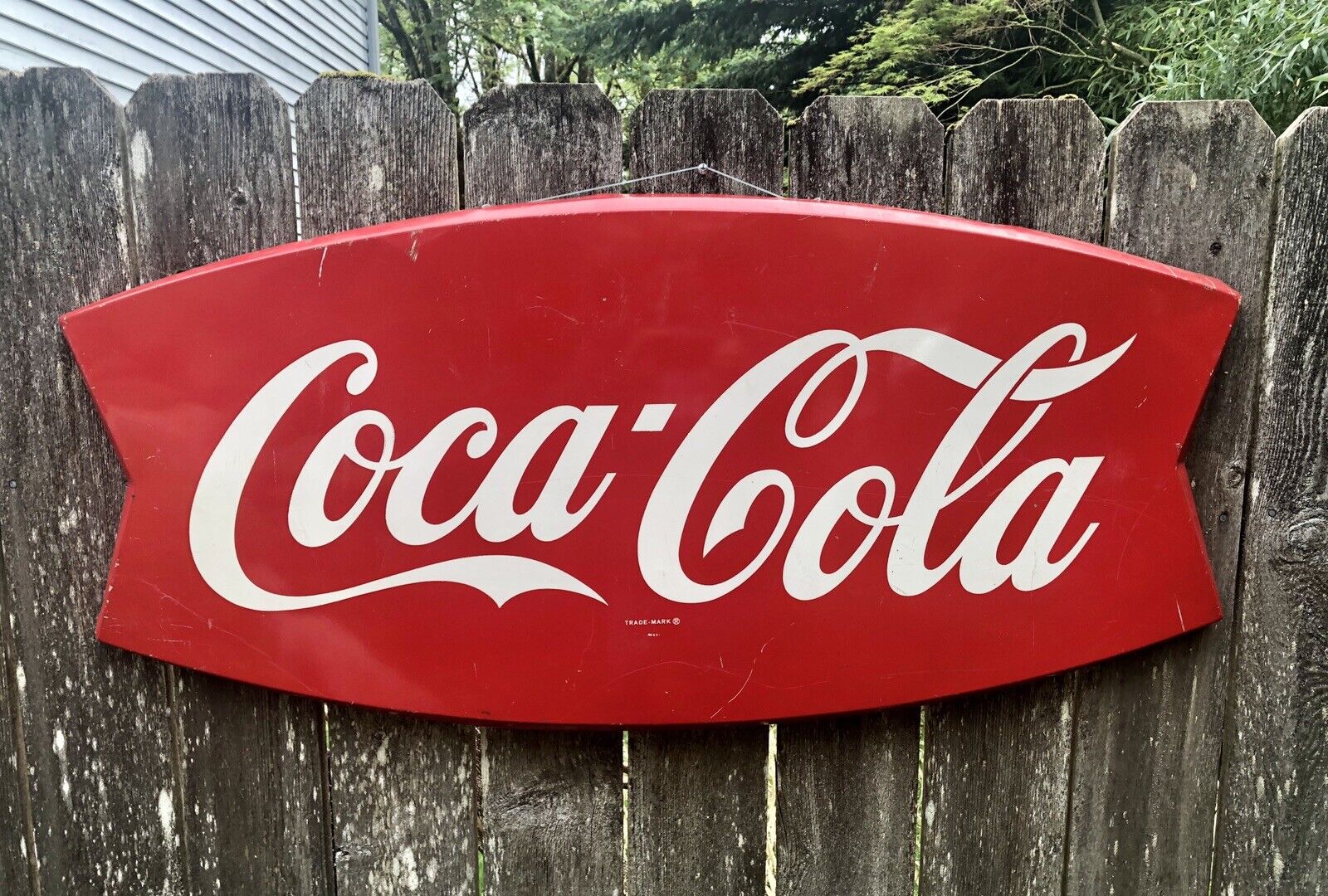 1965 Coca Cola Fishtail Sign ~ 42”