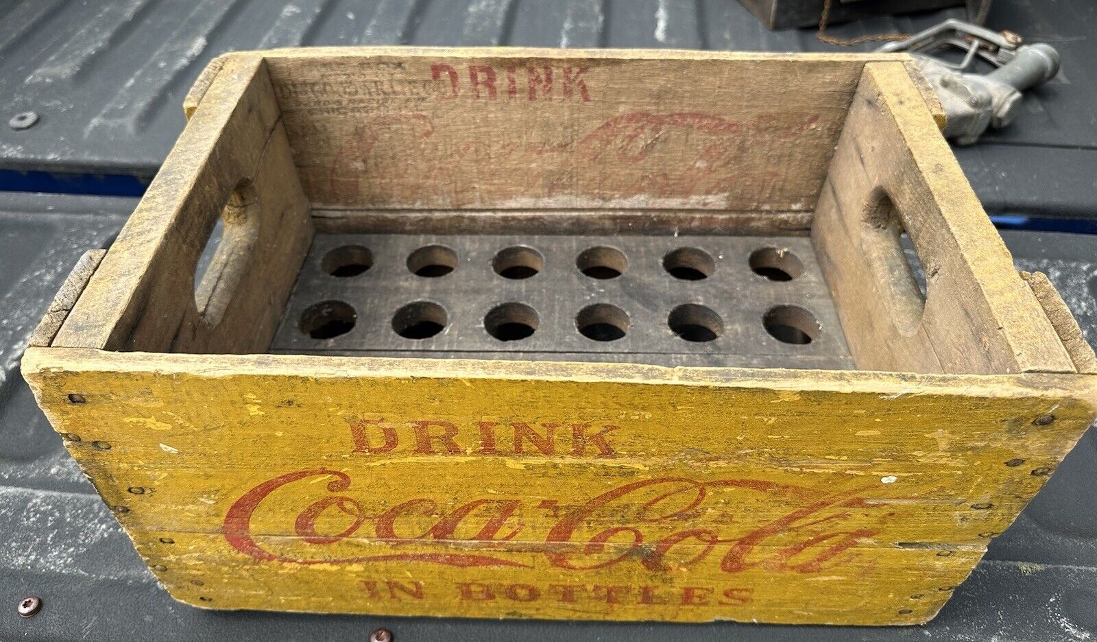 Vintage Coca Cola Hutchinson Hutch Bottle Wooden Crate Tote Carrier Antique