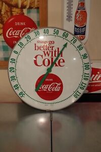 1950s Coca-Cola Soda White Thermometer 18" Round Harder to find size TGBWC