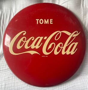 Mexican Coca Cola Button Sign Authentic Vintage