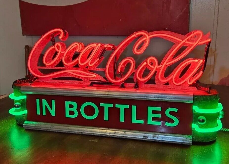 ANTIQUE 1930'S RESTORED NEON SIGN COCA COLA SCRIPT LIMA OHIO 28" X 6" X 12.5"