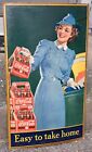 Original 1941 Coca Cola Sign Woman at Store With Bottles Six Pack Coke Soda Old