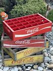 4 Vintage Red & Yellow Glass Bottle Coca-Cola Coke Crate Case