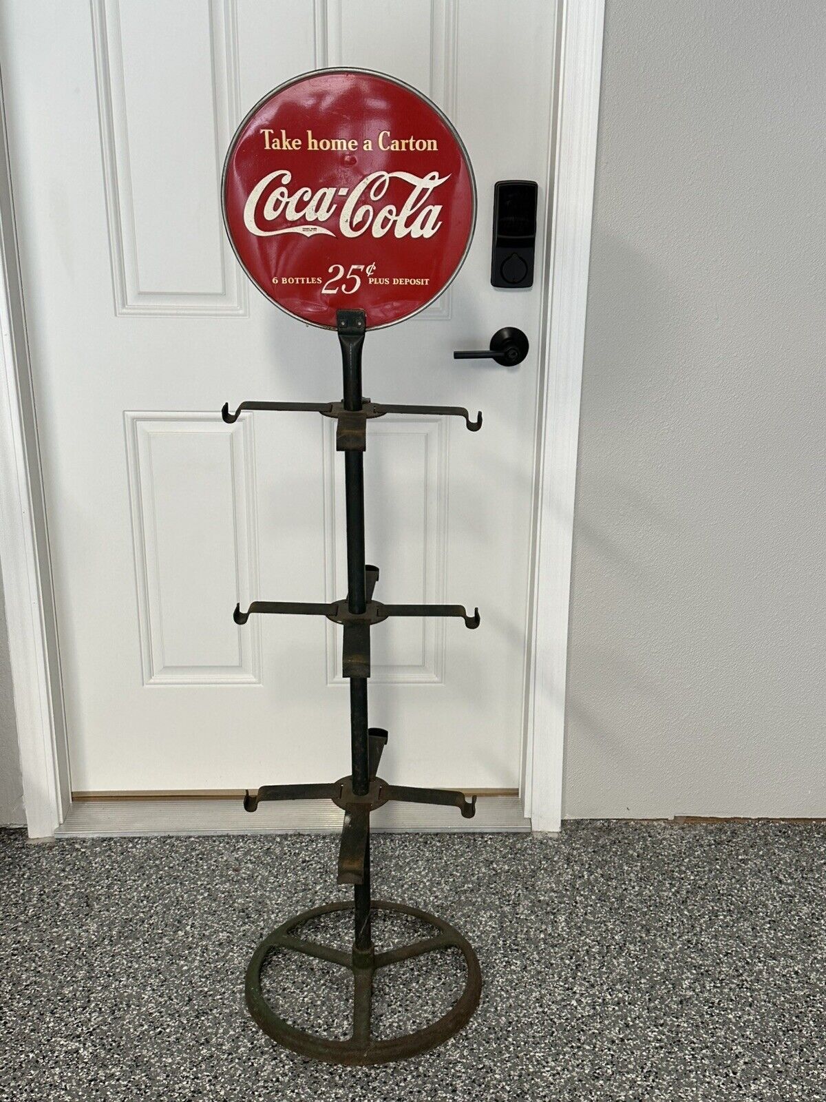 Antique Coca  Cola Round Double Sided Bottle Six Pack Display Stand .25 Cents