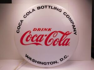 Vintage Coca Cola 18" Round Lighted Sign From Washington DC Bottling Plant