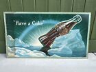 Vtg 1944 Coca Cola "Have A Coke" Iceberg Lithograph Cardboard Sign WWII Era 36"