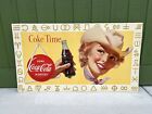Vtg 1955 Coca Cola Coke Time Cowgirl Litho Cardboard Sign 36" x 20" Rare Orig!