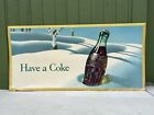 Vtg 1946 Coca Cola "Winter Snow" Advertising Litho Cardboard Sign 56 3/8" Rare!
