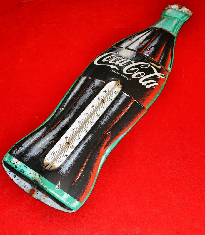 COCA COLA Bottle THERMOMETER Tall Vintage 29" Original 1960 Tin COKE Sign