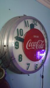 Coca Cola Clock Sawtooth Rare Lighted Working , 22"  Great Condition Look