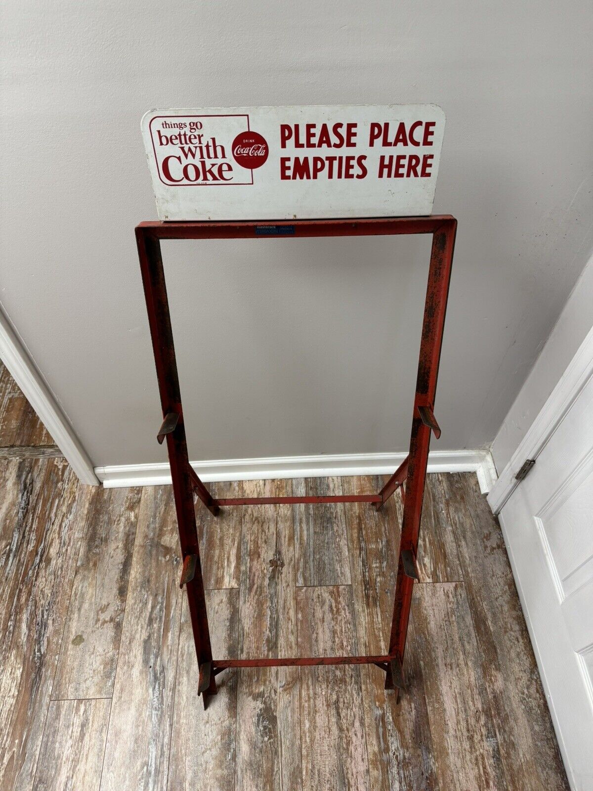 Vintage Coca Cola Please Place Empties Here Bottle Return Rack Crate Holder