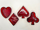 Vintage Coca-Cola Red Glass Card Suit Ashtrays Set of Four Excellent Shape!