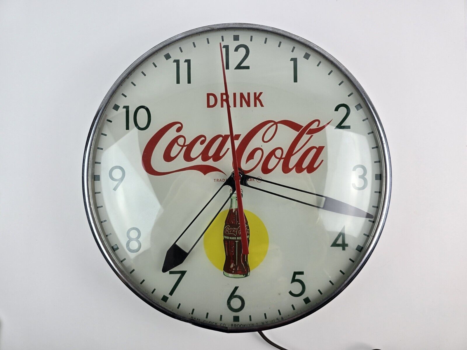 Vintage 1957 Drink Coca-Cola Pam Light-up Clock Sun Bottle - Not Ticking 15"