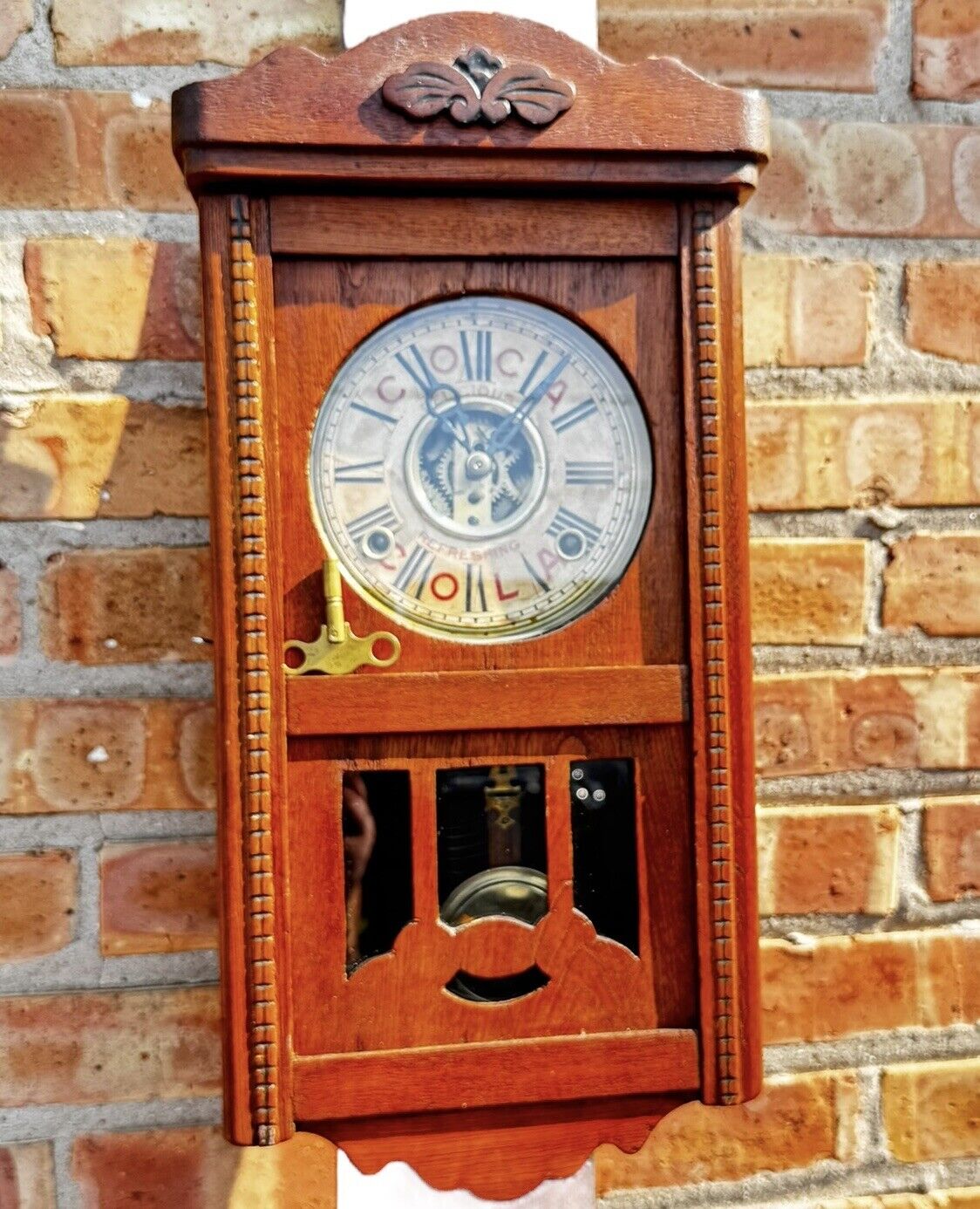 RARE Antique Coca-Cola Advertisement Wall Clock w/Original Key (Works!), c. 1900