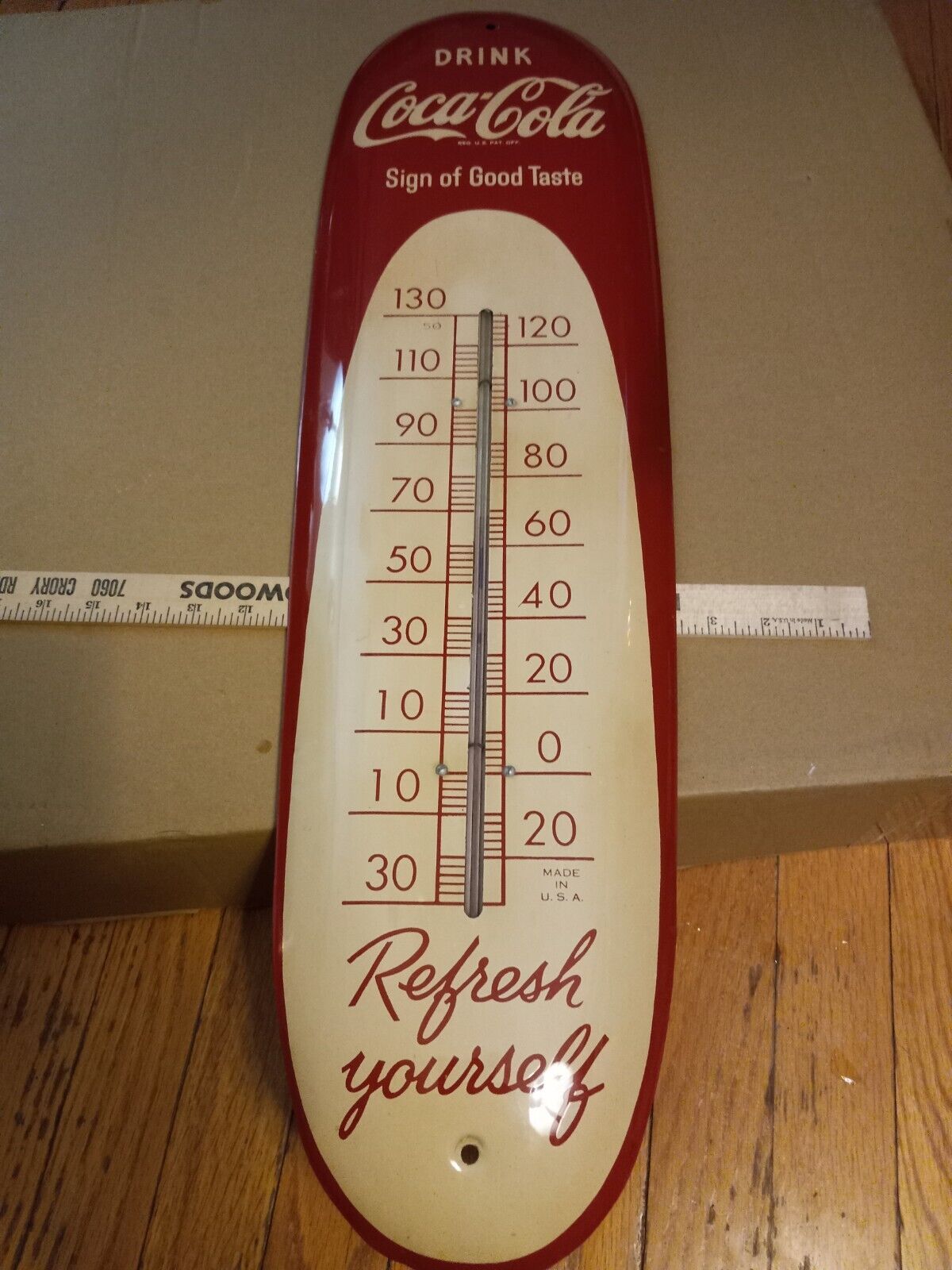 Vintage COCA COLA Cigar Thermometer Soda Tin Sign Very Nice